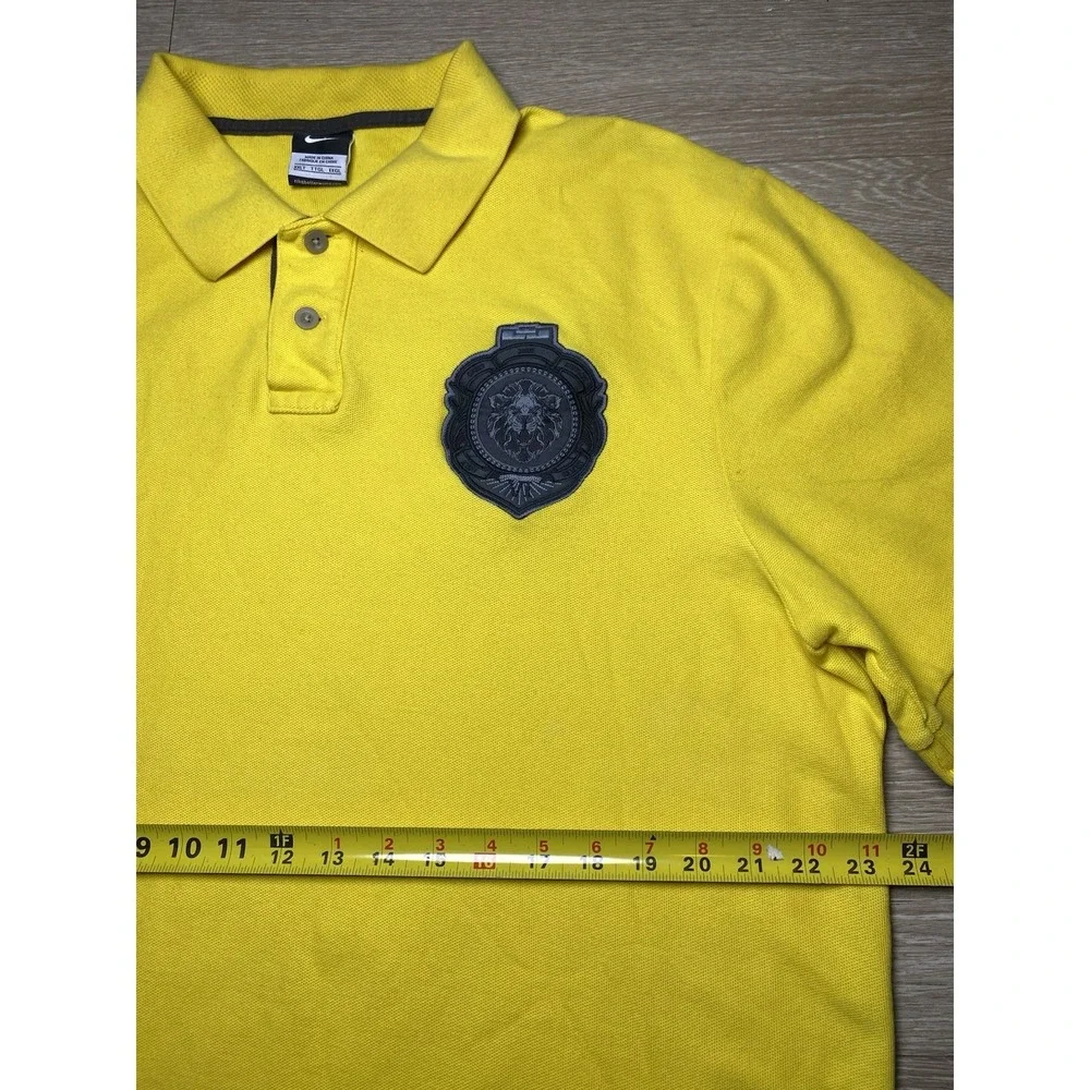 Men's 2XL Tall Vintage Nike Lebron James Yellow Polo Shirt Lion Crest Logo XXIII